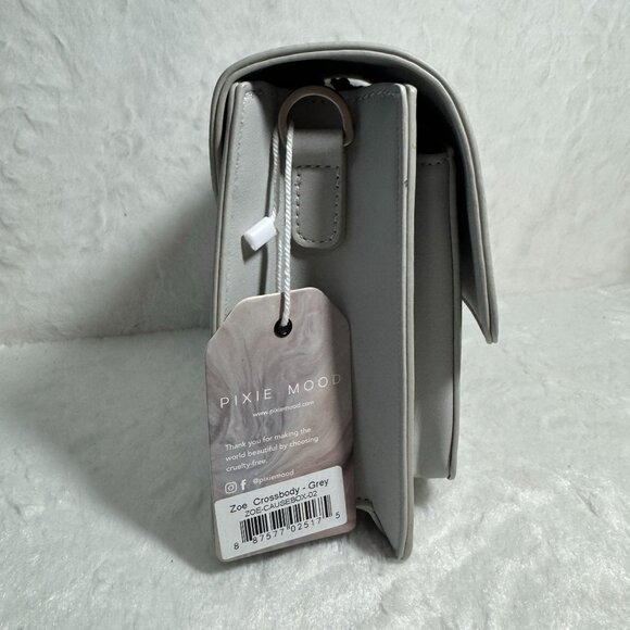 Pixie Mood Zoe Crossbody Purse Handbag Gray Vegan Leather Adjustable Strap - Picture 4 of 13